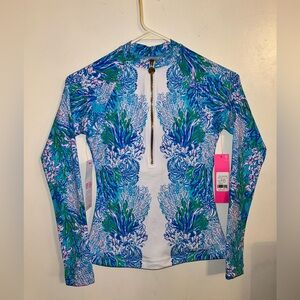 Lilly Pulitzer NWT Nayte Rashguard Top Strong Current Sea Las Olas Swim Sz 0